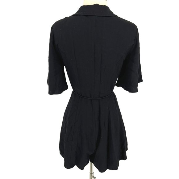 Emory Park Shirt Style Romper with Flutter Sleeves Black Size Small NWT - Picture 7 of 11